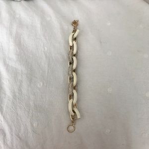 NWOT Cream enamel and pavé chain link bracelet